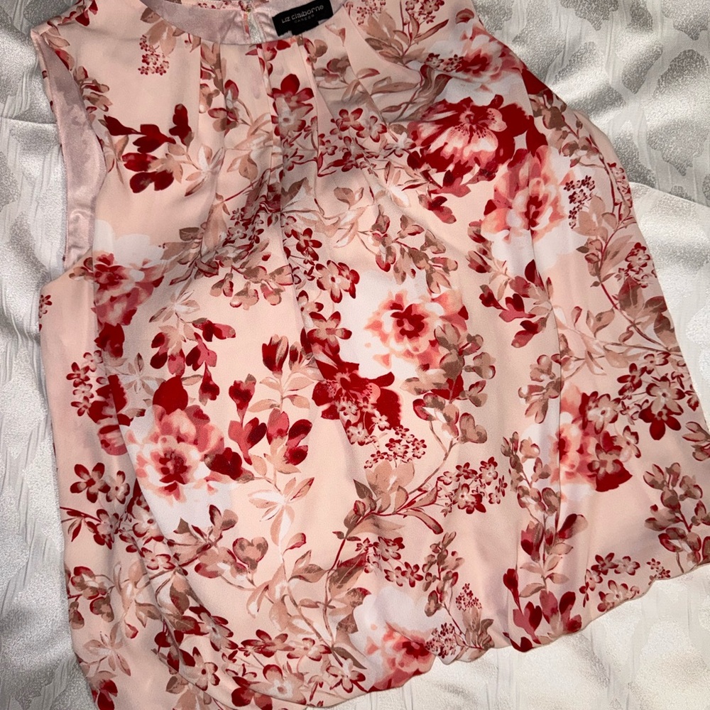 Liz Claiborne Floral Blouse - Pink and Red